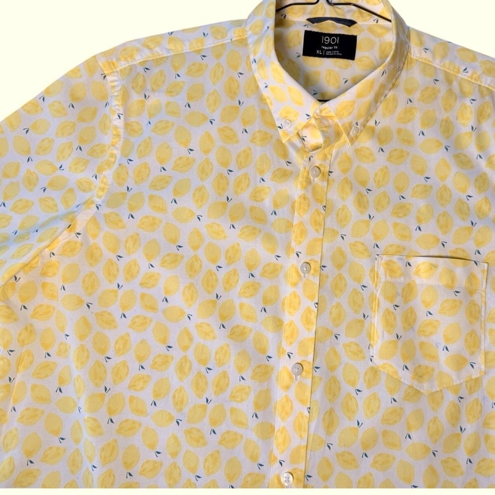 New Men's 1901 XL Lemon Short Sleeve Button Down Spring Summer Shirt